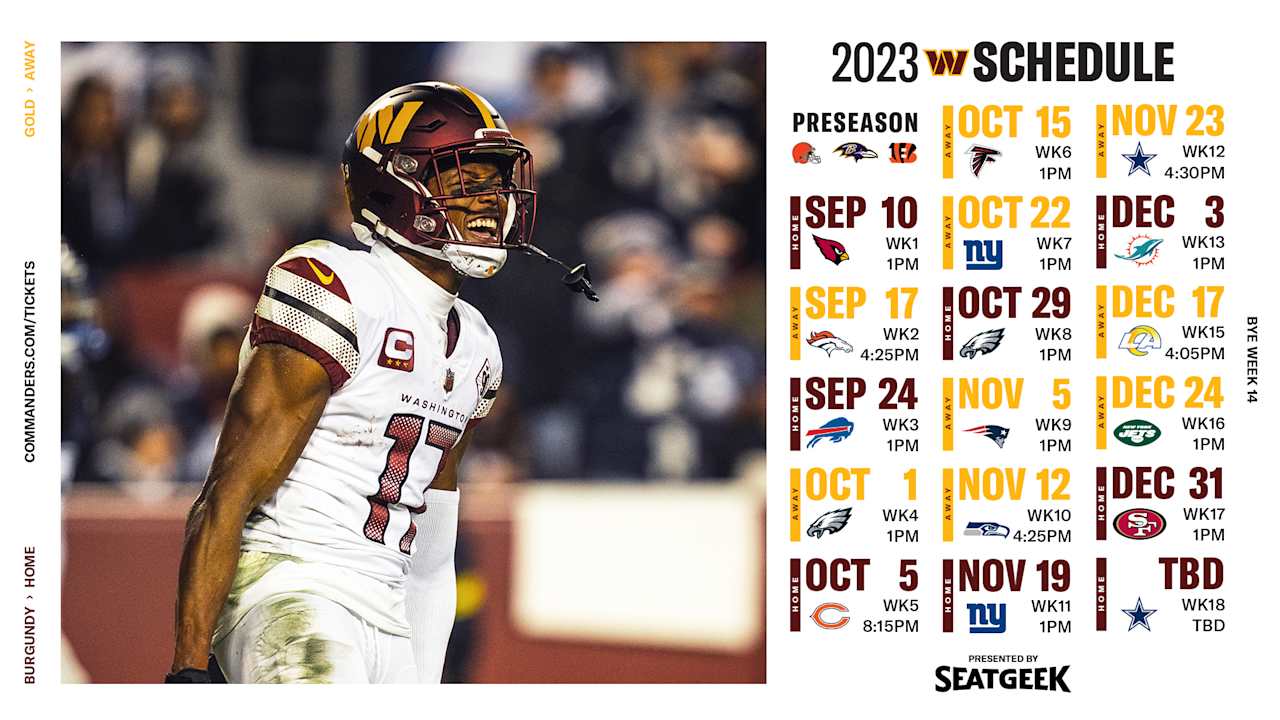 "Washington Commanders' 2023 Schedule Highlights: Thanksgiving Day Game and Potential Primetime Matches"