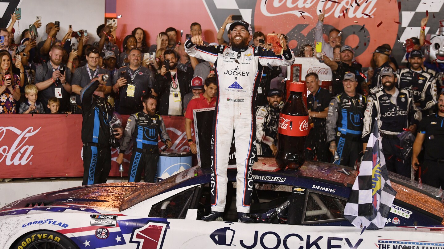 Featured image for Ross Chastain Wins Coca-Cola 600 at Charlotte in Thrilling Finish