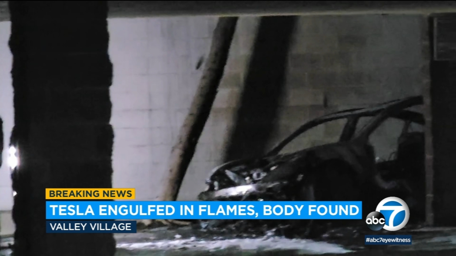 Body found in burned Tesla prompts investigation.