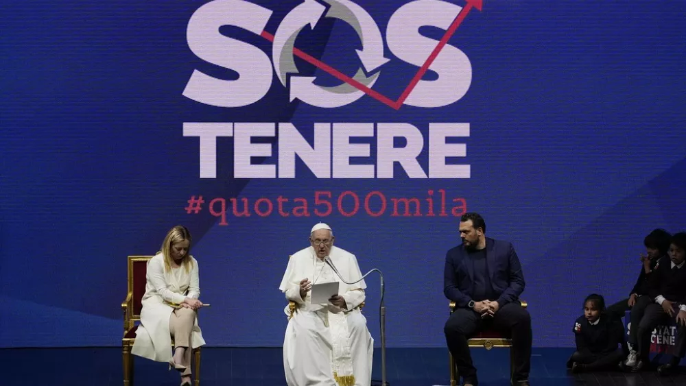 Pope Francis and Meloni urge Italians to address declining birth rate.