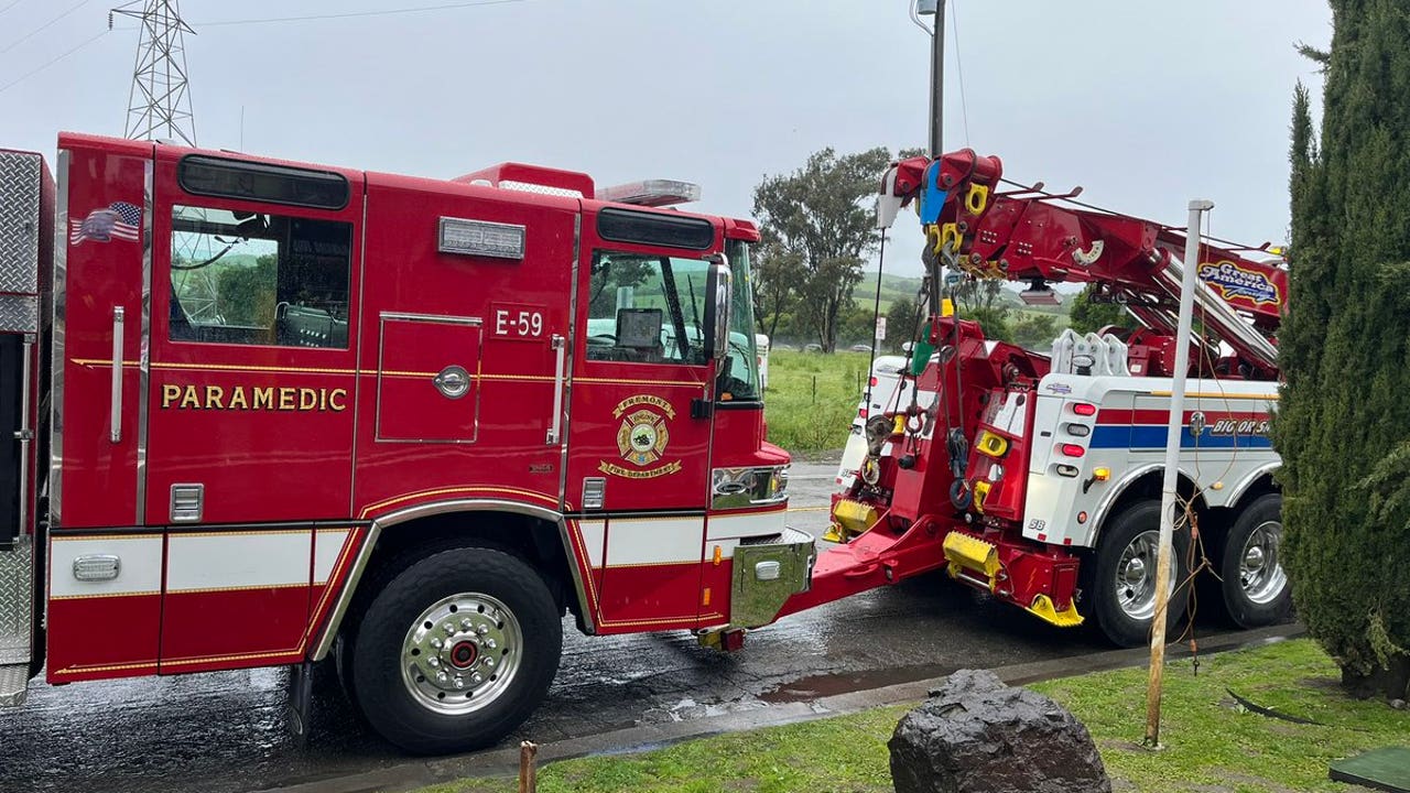 Featured image for "Fire Engine Hit Twice at Freeway Collision Scene"