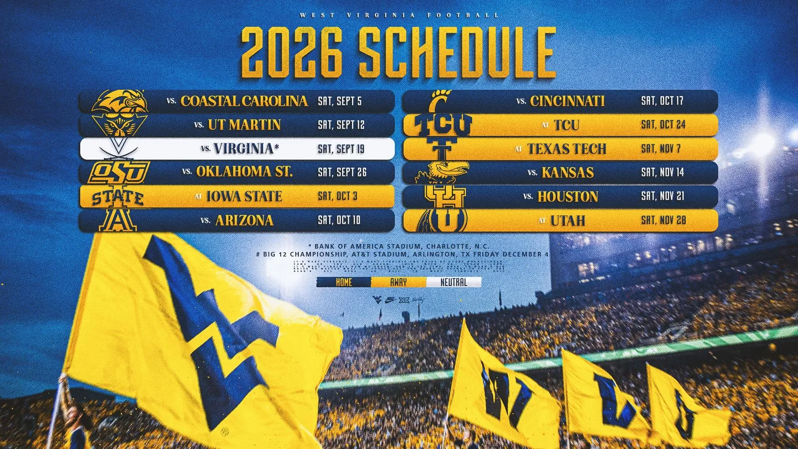 Mountaineers to Host Seven Games in 2026 Schedule