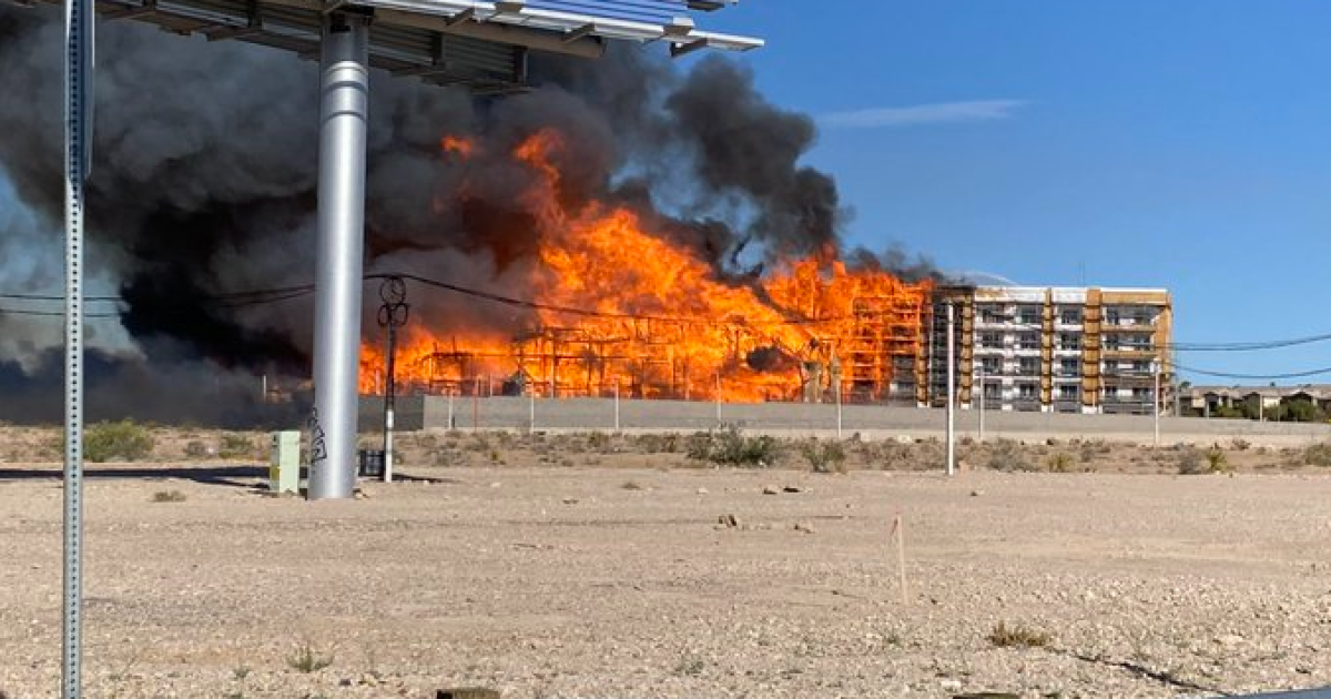 Massive Fire Destroys Building in Southwest Las Vegas