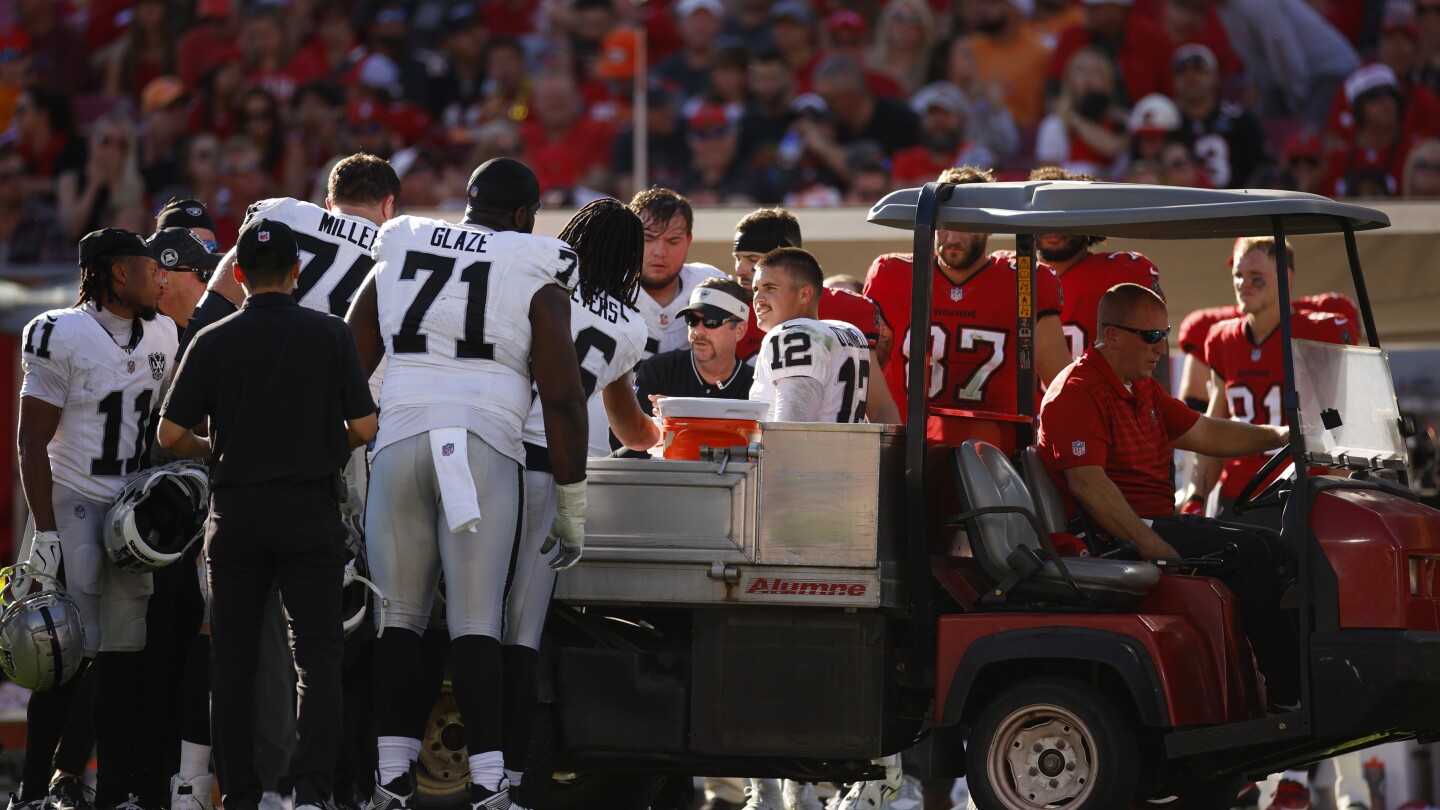 Featured image for Raiders' Aidan O'Connell Suffers Serious Knee Injury; Jakobi Meyers to Play