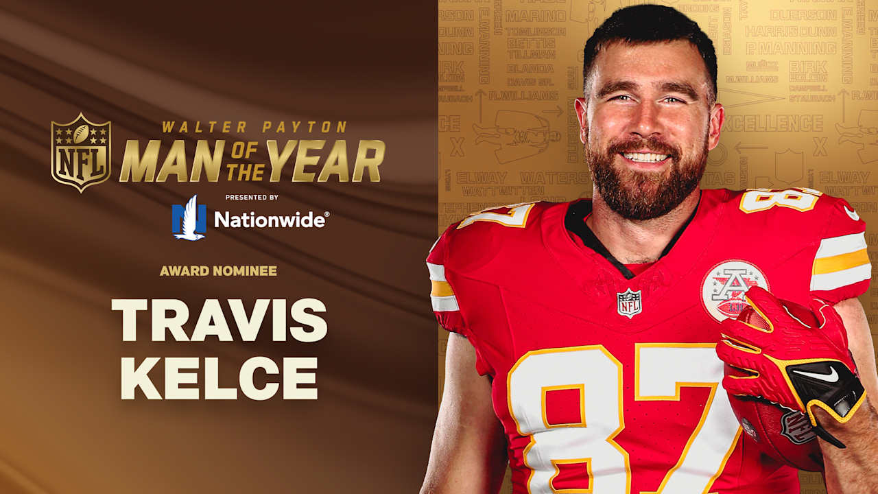 Featured image for Travis Kelce Among NFL Stars Nominated for 2024 Man of the Year Award