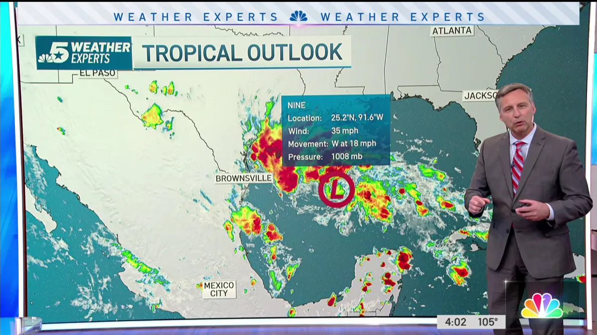 Tropical Depression 9 Strengthens, Threatens Texas Gulf Coast